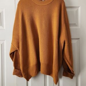 Free People Warm Amber Oversized Crew Neck Sweater
